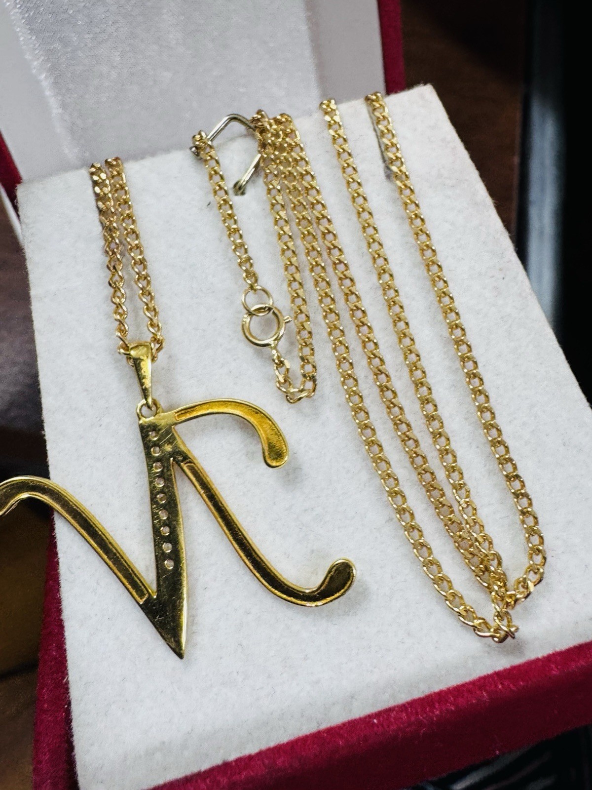 18K 750 Real Fine Gold Men Women’s Letter N Set Necklace 23.5/24” long 7.9g 2mm