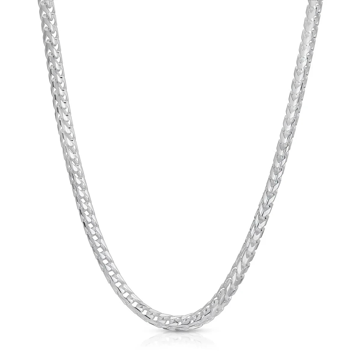 Italy 925 Sterling Silver 4mm Arrow Link Franco Chain Men’s Italian Necklace