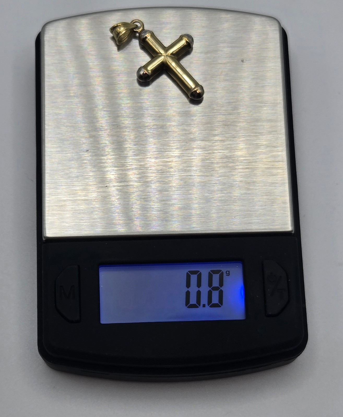 NEW Solid 10K Yellow Gold 1in Cross Pendant, White Gold 3.5mm Bail, ITALY