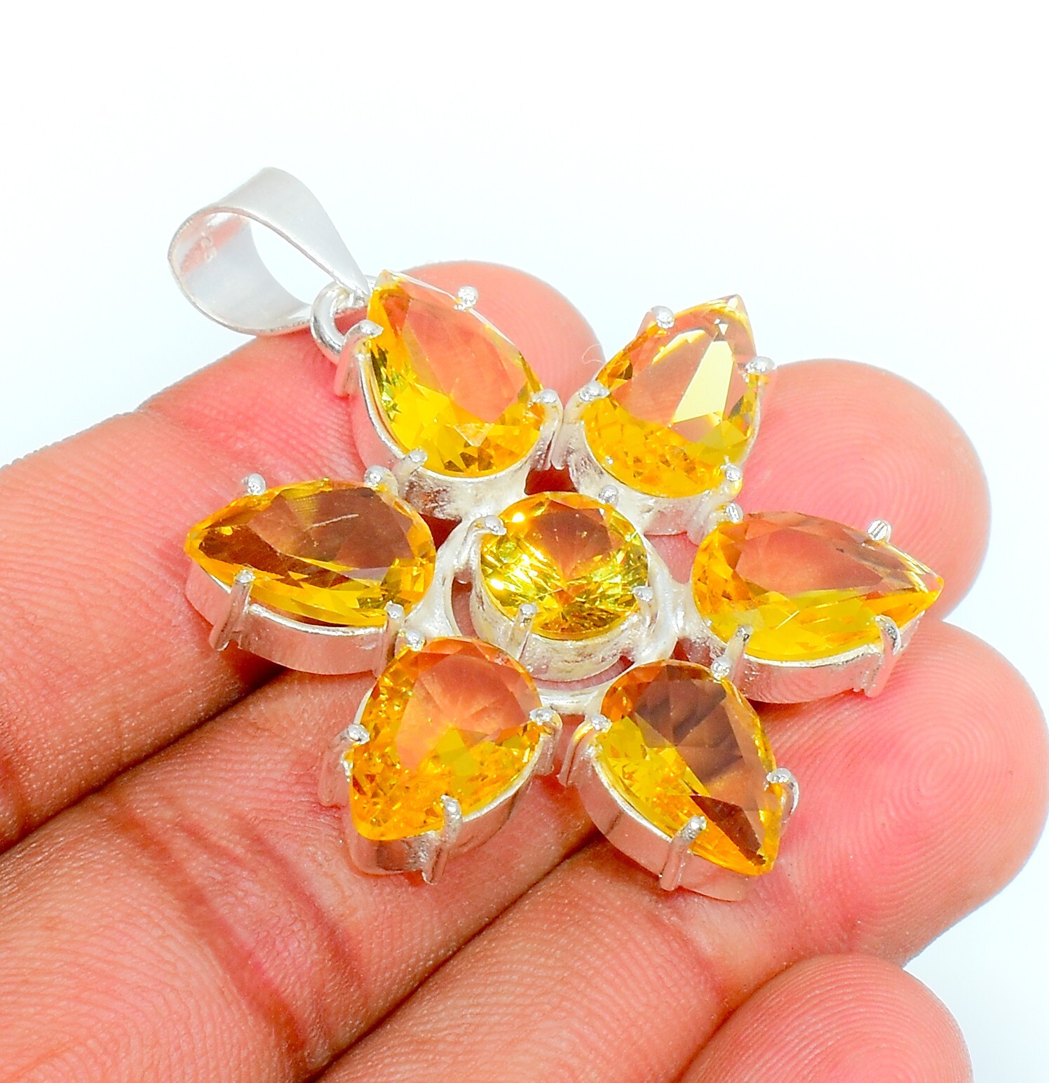 AAA+ Citrine Gemstone 925 Sterling Silver Jewelry Anniversary Handmade Pendant