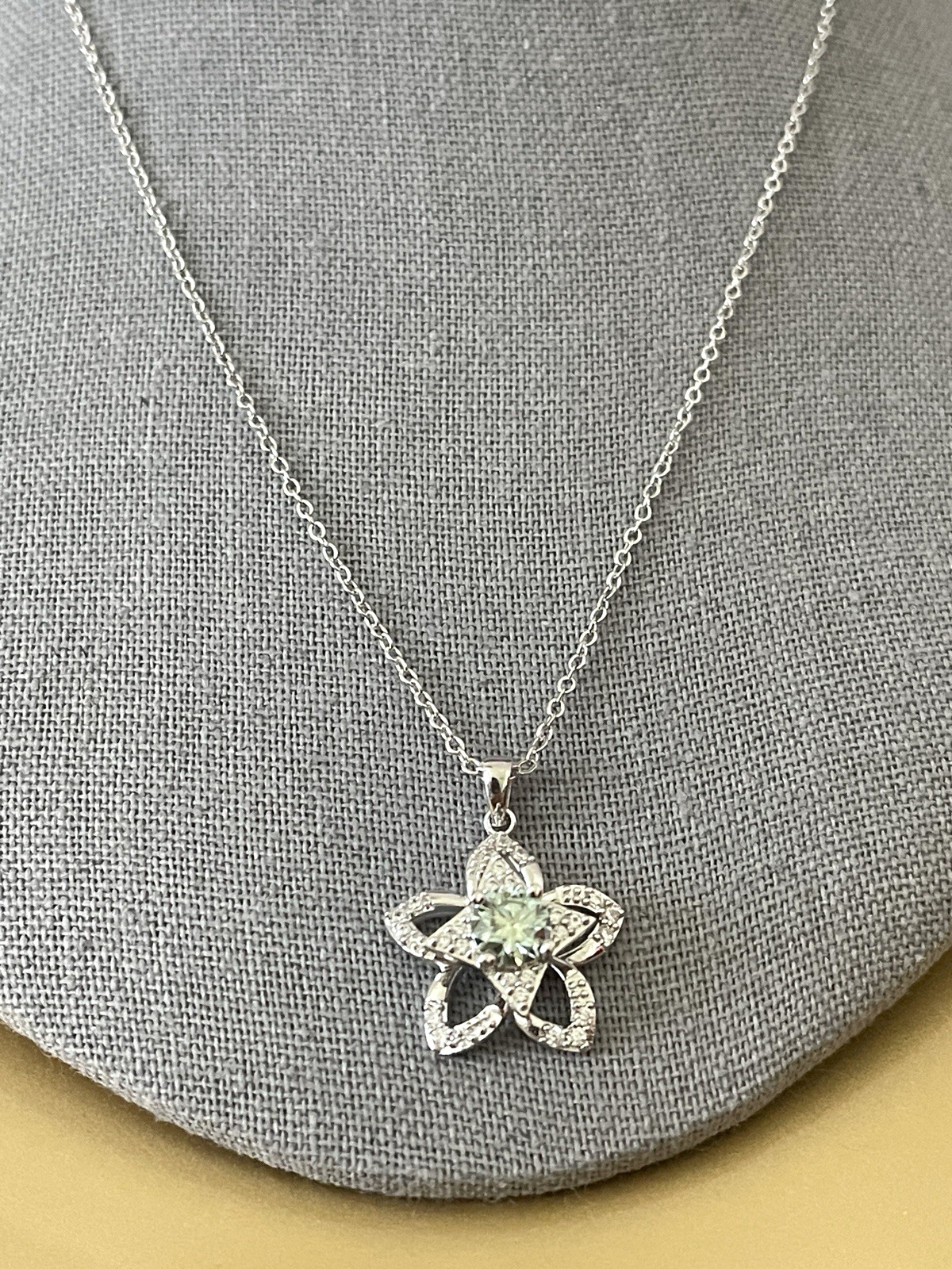 GRA Moissanite 1 CT Floral Pinwheel Turquoise Pendant Necklace NEW