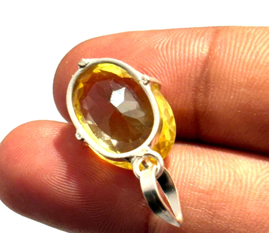 Natural Yellow Sapphire Pendant 20.80Ct Necklace Pendant 7