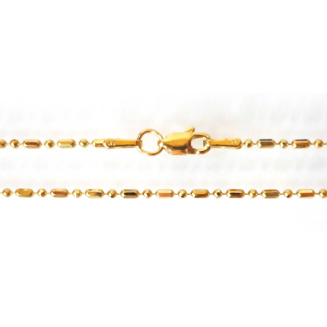 14k Solid Yellow Gold Bead-Bar Chain Necklace 1.5 mm 18 inches (45 cm) BB-15-90