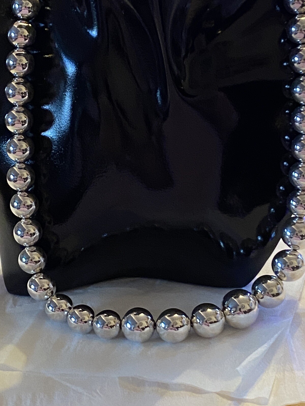 Designer Inspired Sterling Silver Bead Necklace 57.90gms (20.5in)