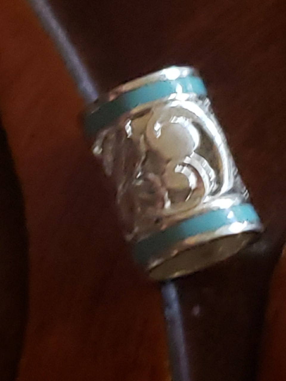 Hawaiian Baby Silver Initial Pendant Enamel 8mm X 6mm Slide Blue Letter