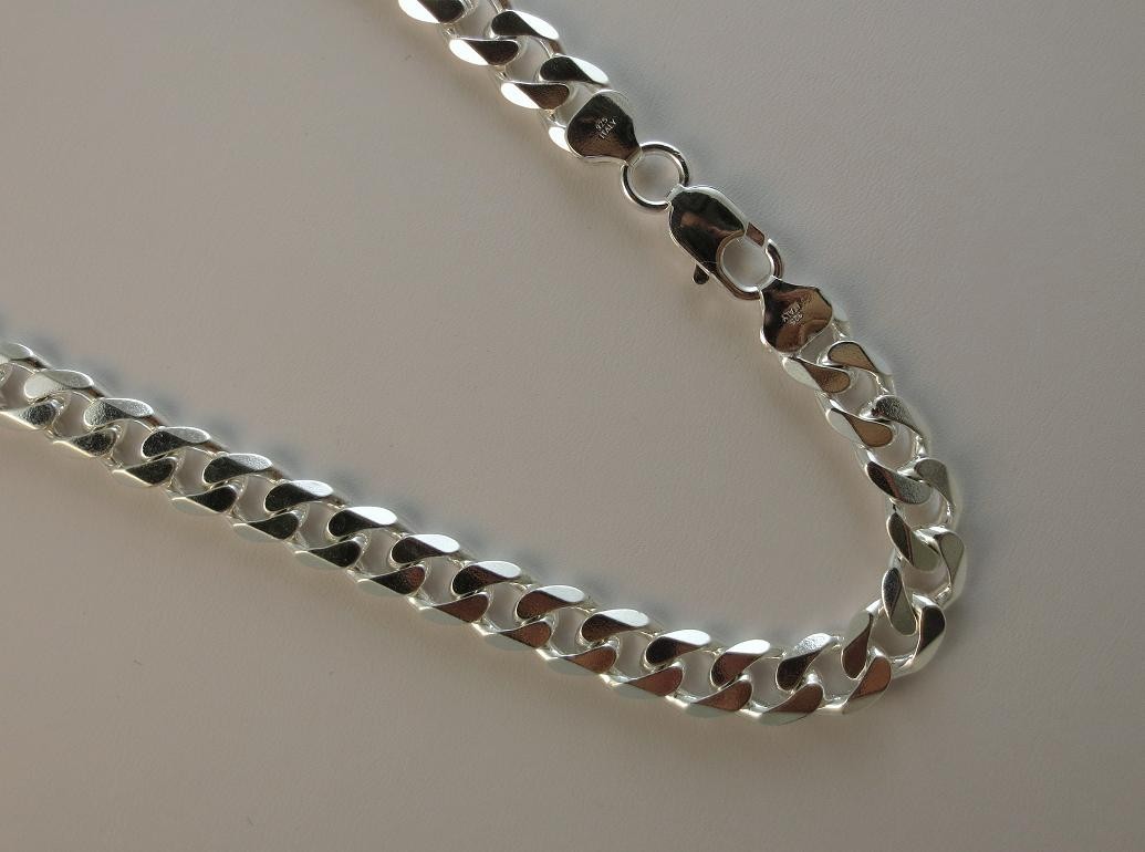 9mm Sterling Silver Curb Chain Pure 925 Italian 8,16,18,20,22,24,30inch 250gauge