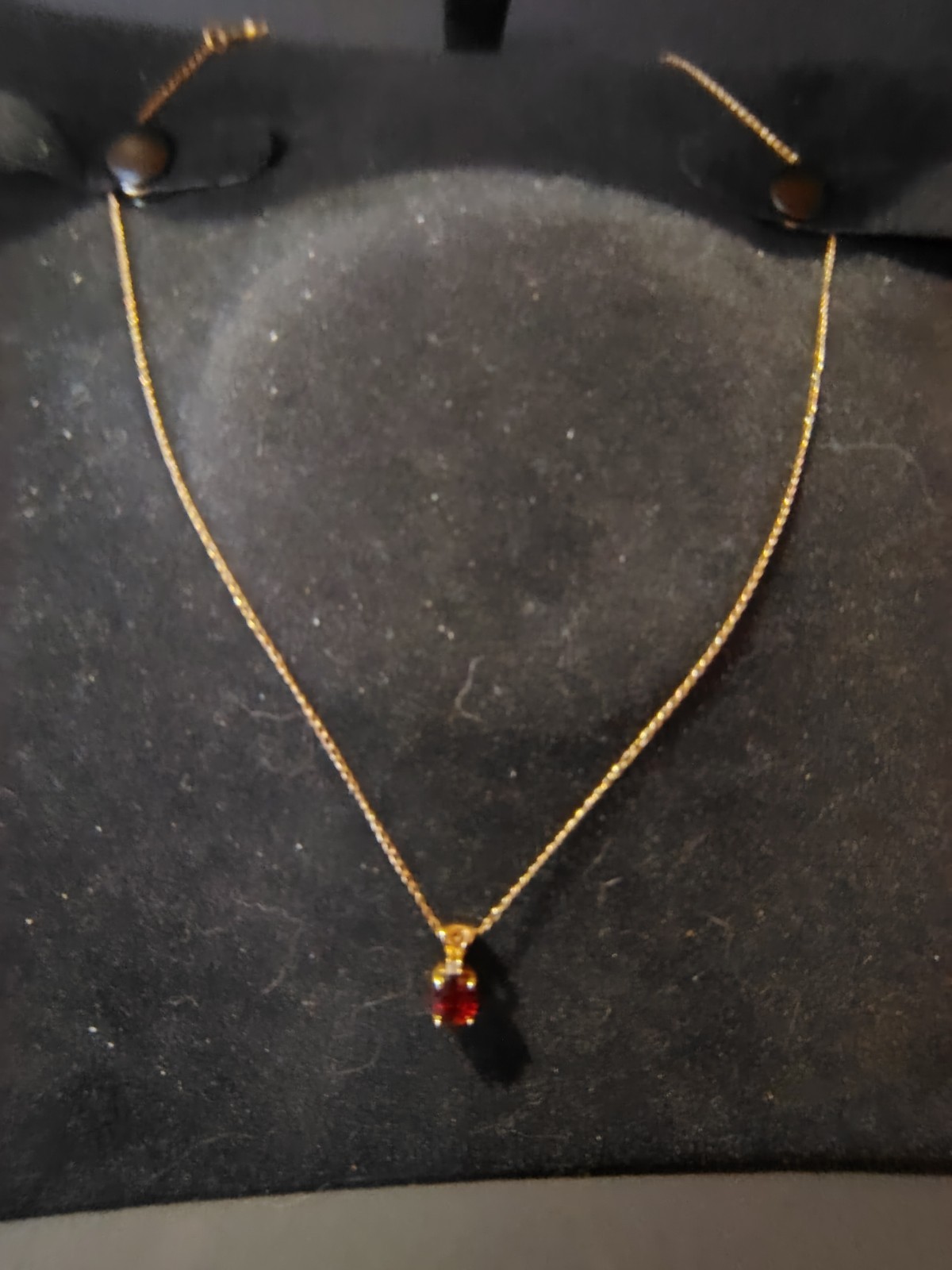 Unbranded 14k gold Red Garnet diamond pendant And Chain Necklace July Birthstone