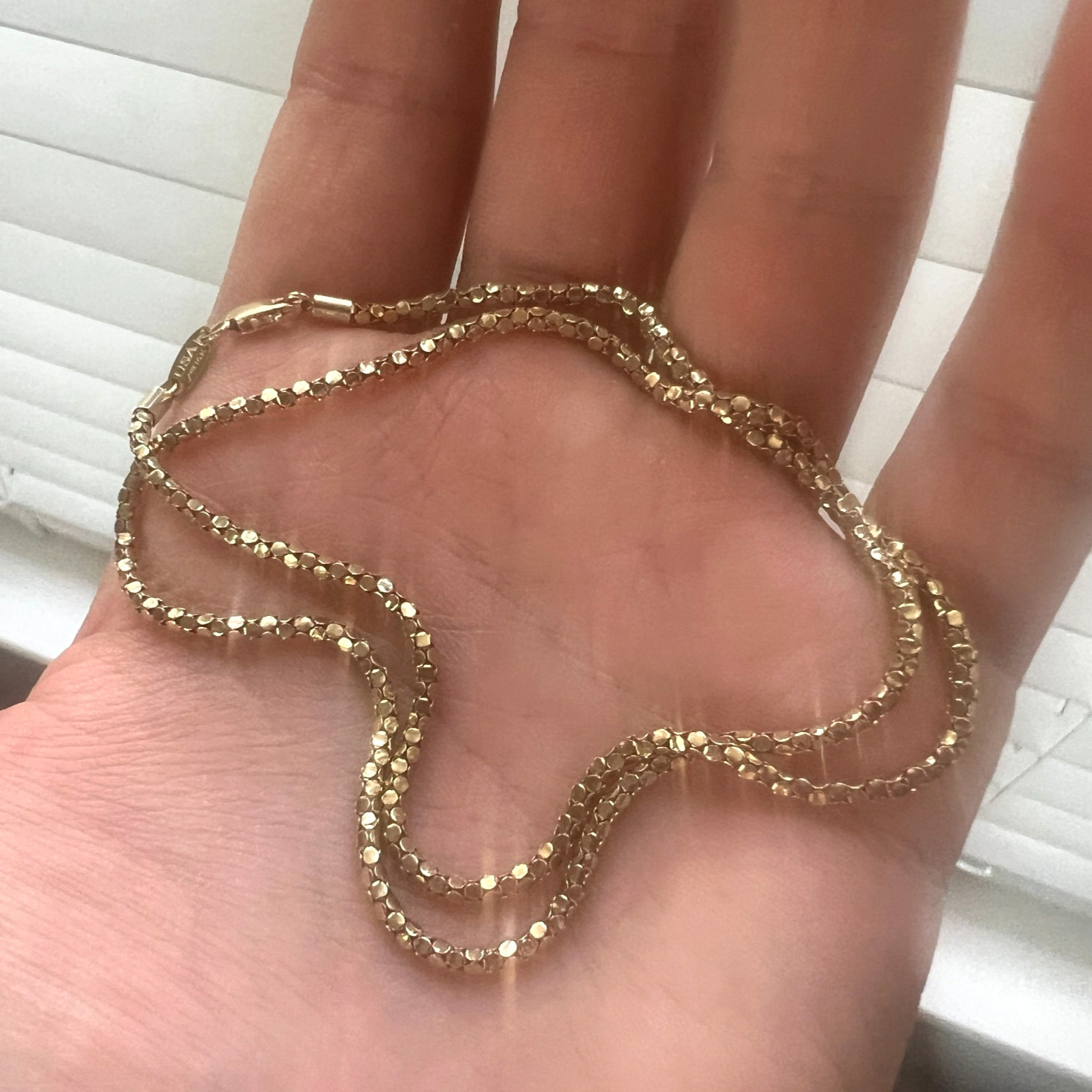 Vintage 14k Necklace Solid Yellow Gold Coin Dot Box Chain ~17” USA Signed 5.7g