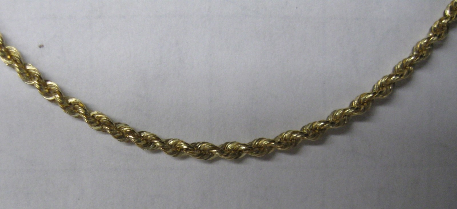 14K SOLID GOLD 16″ HOLLOW 2.3mm ROPE NECKLACE CHAIN 2.7 GRAMS