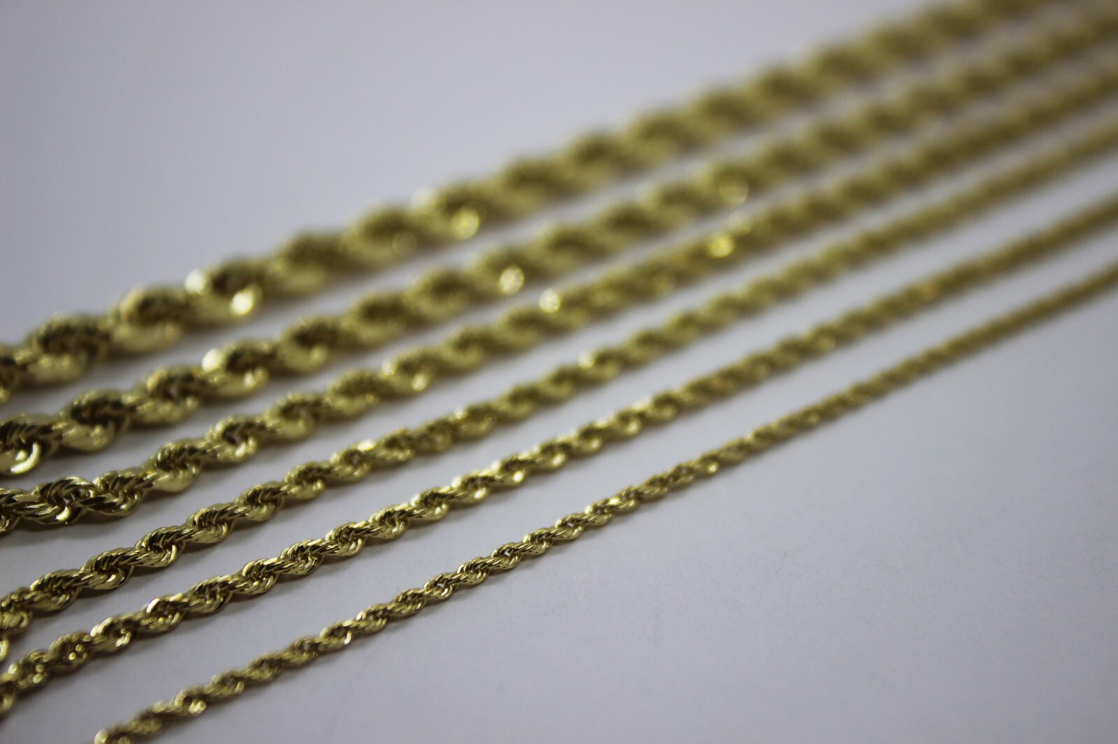 10K Yellow Solid Gold Rope Diamond Cut Chain necklace bracelet 1.5mm-5mm 7″-30″