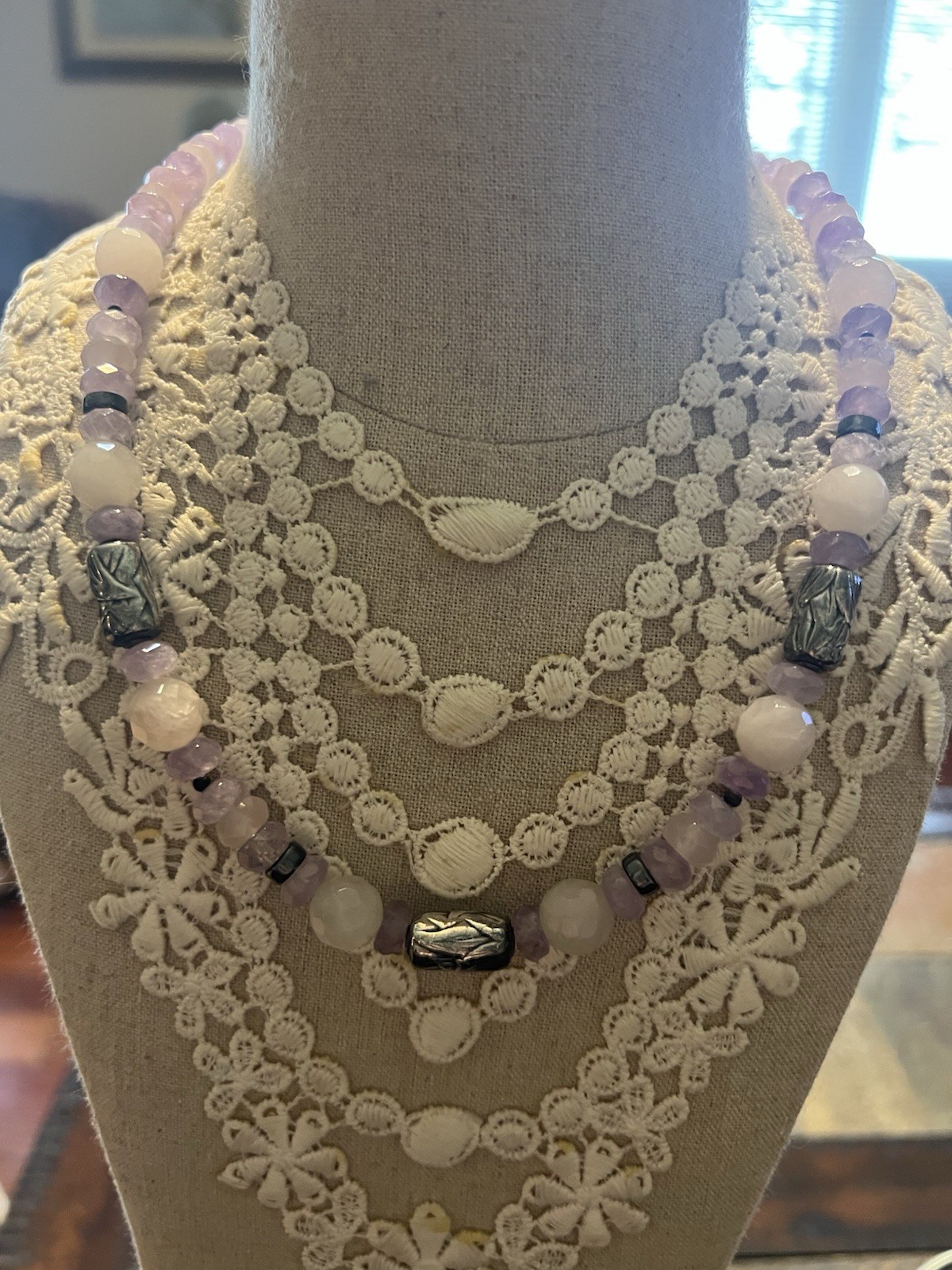 Made In Israel Unbranded Silver ? Amyethist ? Beads Necklace NWT