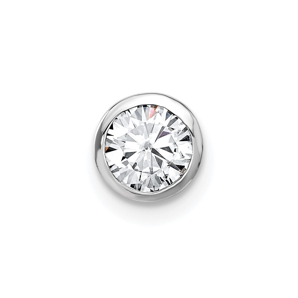 14k White Gold Lab Grown Diamond VS/SI+ G+ Round Bezel Chain Slide Pendant