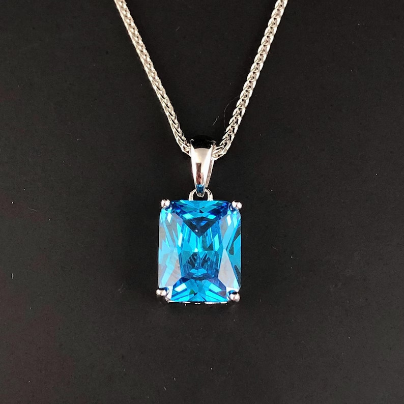 Elegant Mens Blue Topaz Pendant 925 Sterling Silver Ring Jewelry Pendant