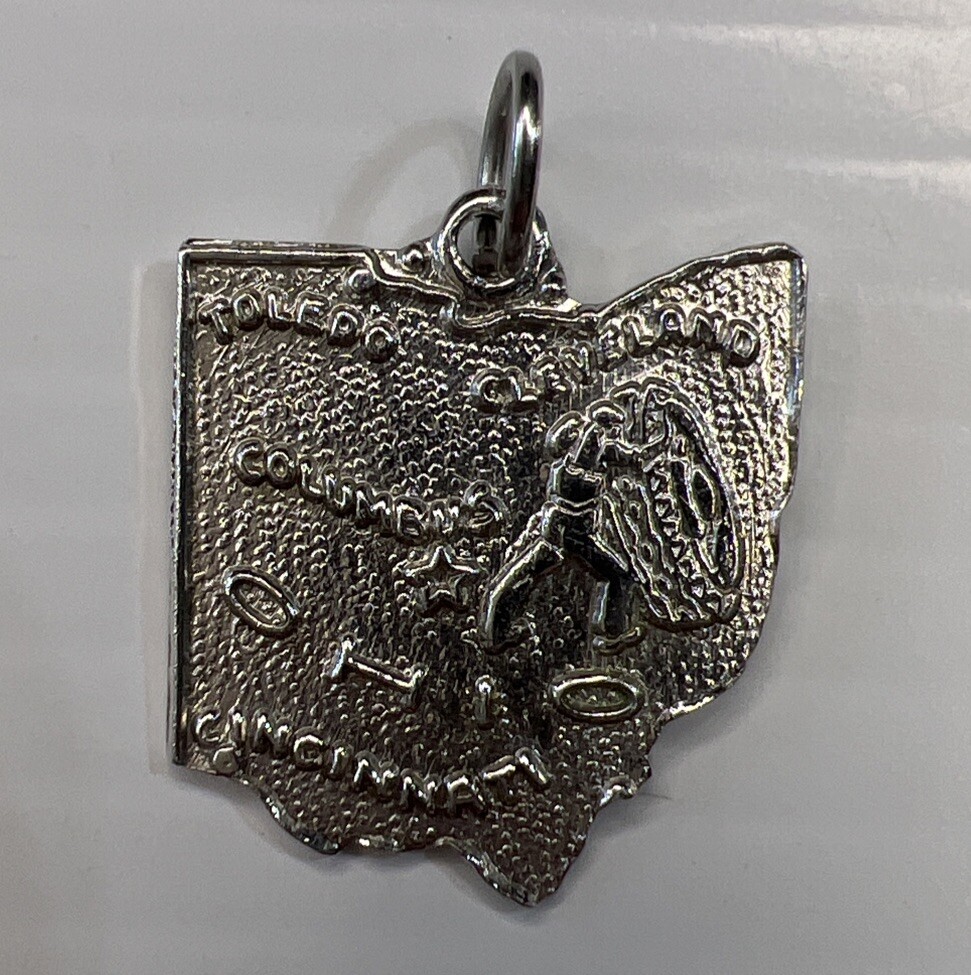 AE 925 Sterling Silver Pendant OHIO USA Toledo Cleveland Cincinnati Columbus 40s