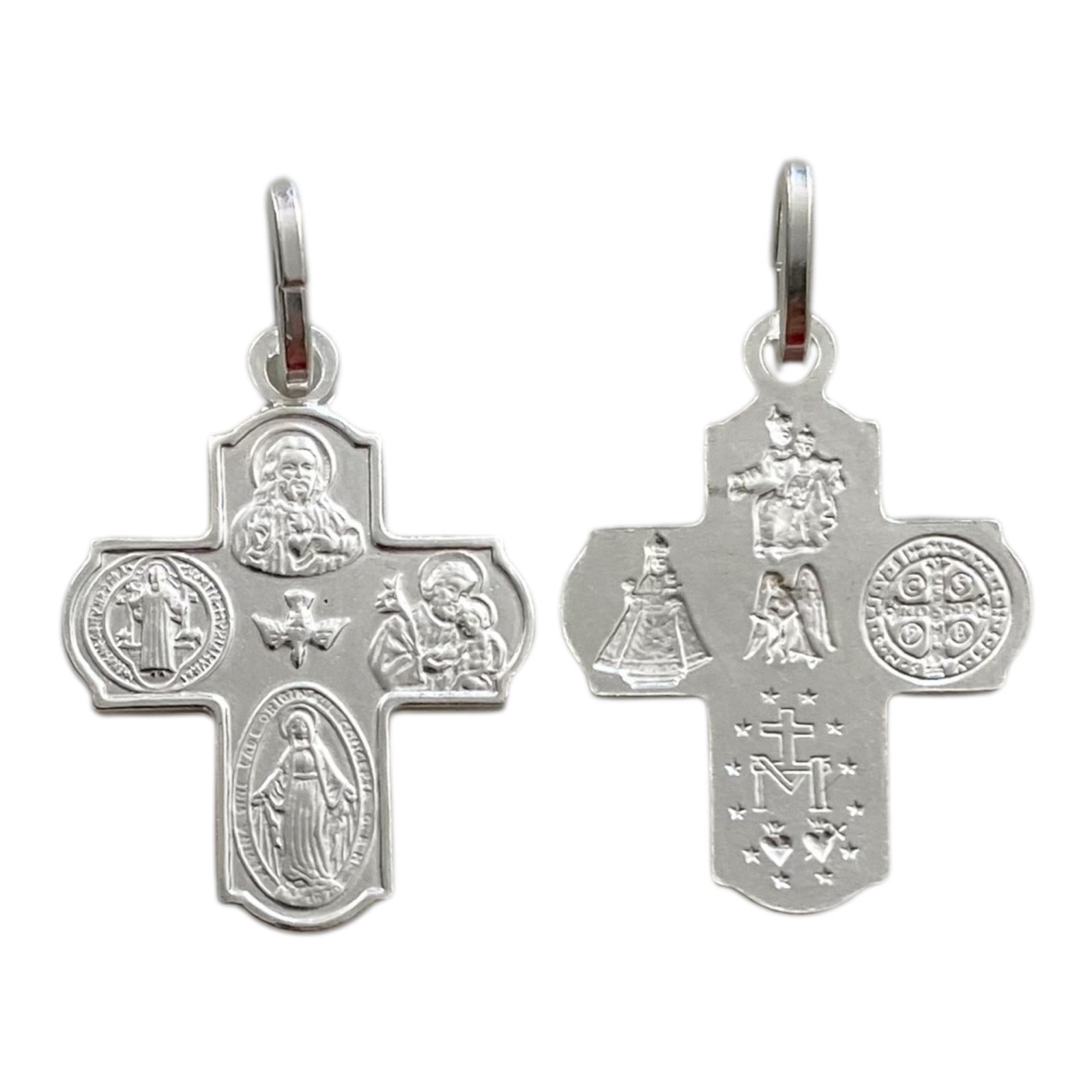 925 Solid Sterling Silver Cross Pendant 4 Way Cruciform Scapular Medal – ESP38