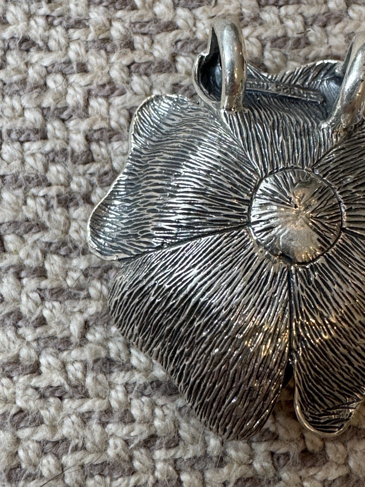 Vintage Sterling Silver 925 Thailand Rose Flower 1.5” Pendant for Necklace