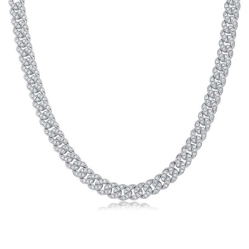 8MM MOISSANITE Miami Cuban Link Chain Bracelet Necklace 925 Sterling Silver GRA