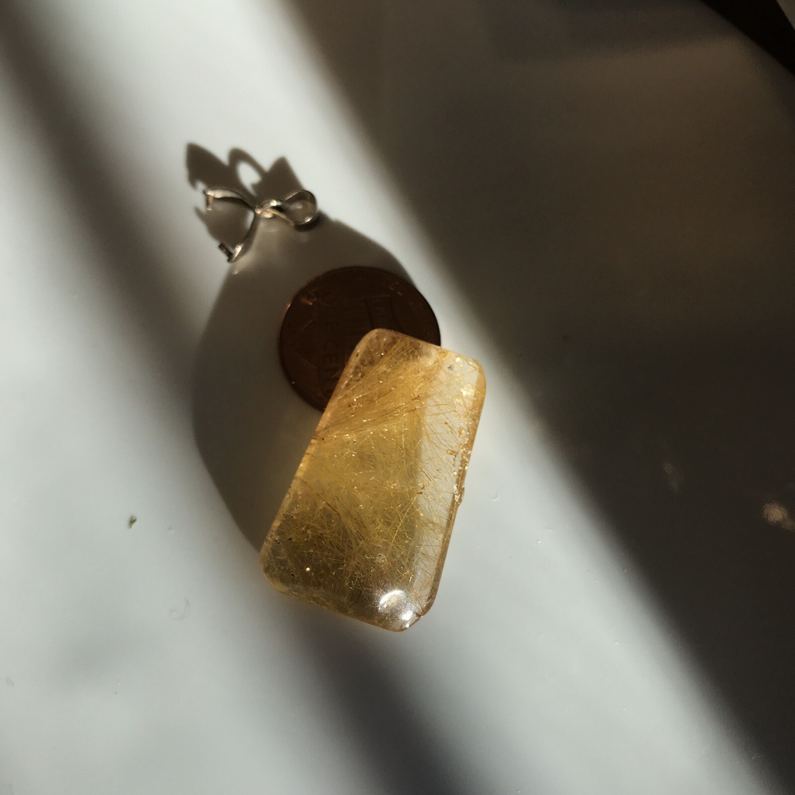 US SELLER Natural cushion Golden Rutilated Quartz Pendant Brazil Crystal 15