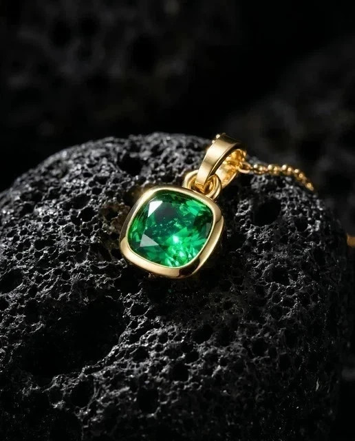 1CT Cushion Cut Lab Created Women’s Fancy Pendant 14K Yellow Gold Plated