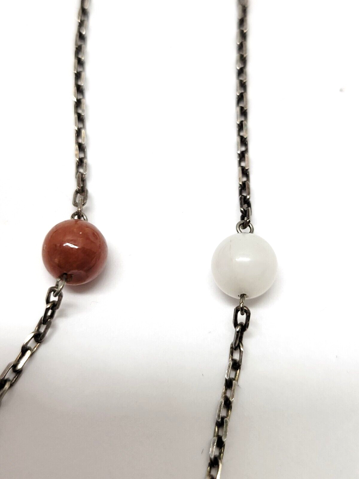 Jade and Sterling Silver Necklace Stamped 925 K-C Italy