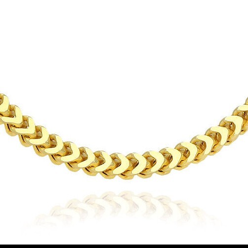 18K Gold Over Silver 3.5mm Hollow Franco Chain Necklace 20″-30″