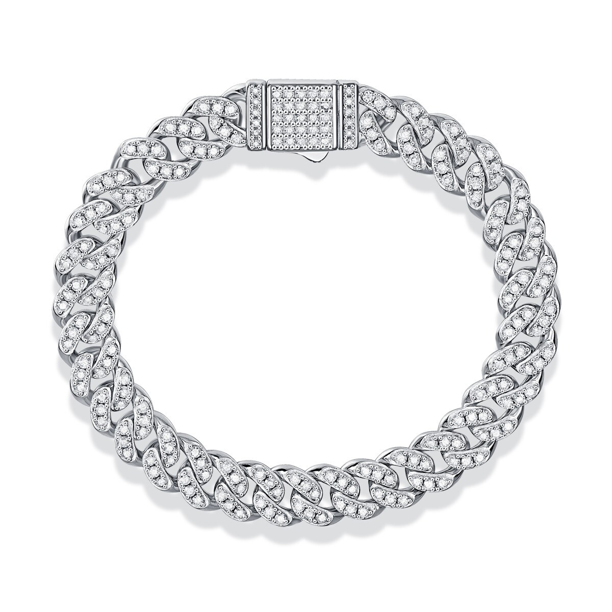 8MM MOISSANITE Miami Cuban Link Chain Bracelet Necklace 925 Sterling Silver GRA