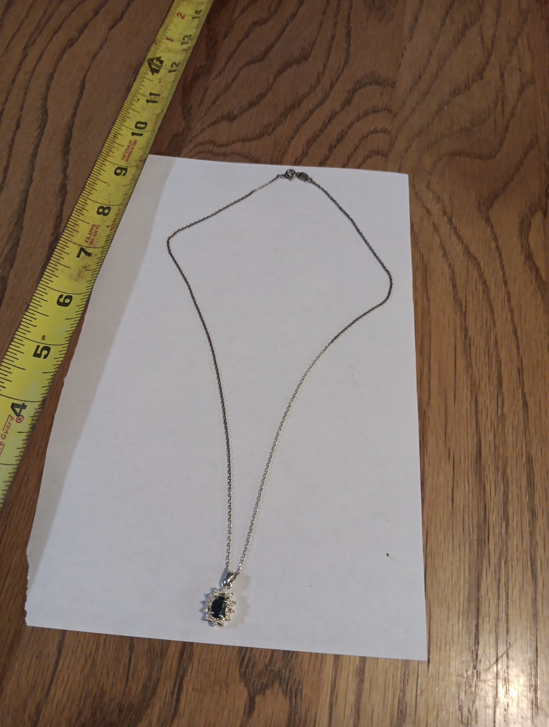 sterling silver necklace With Dark Stone. Marked .925. Unbranded