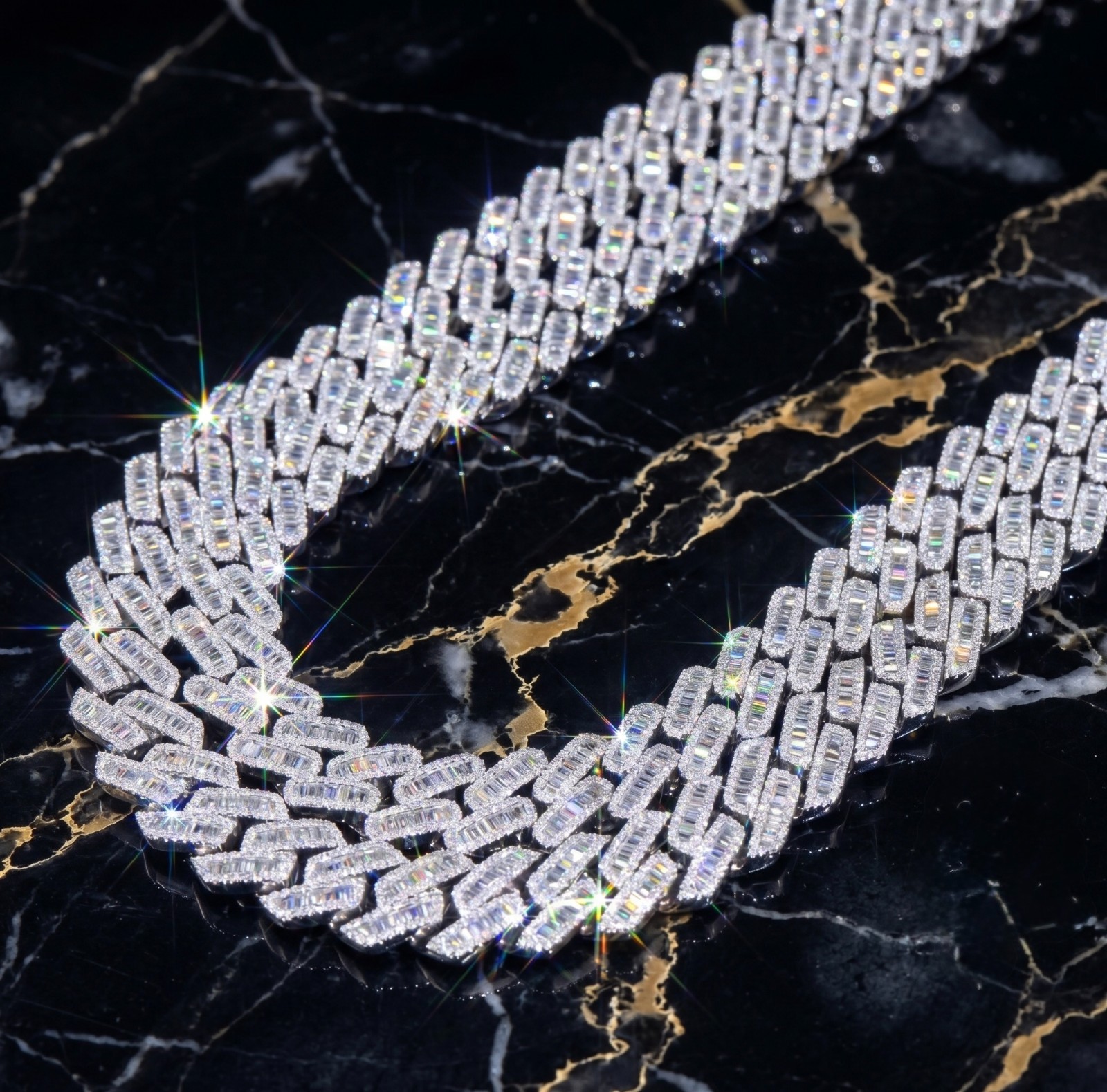 designer necklace VVS baguette Moissanite 15mm 18mm 20mm hip hop fine jewelry