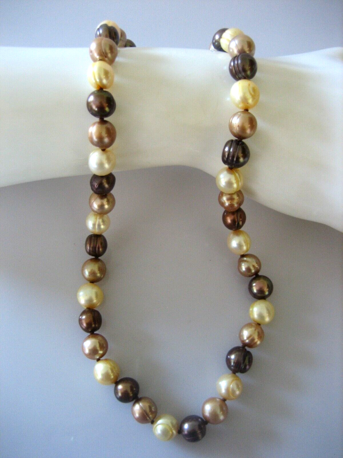 HONORA STERLING SILVER BRONZE, GOLD AND CREAM CIRCLE PEARL 18″ NECKLACE