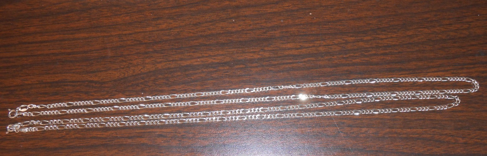 22″ and 23.5″ FIGARO NECKLACE CHAINS MARKED 925 ITALY – 18.57 GRAMS PRE-OWNED