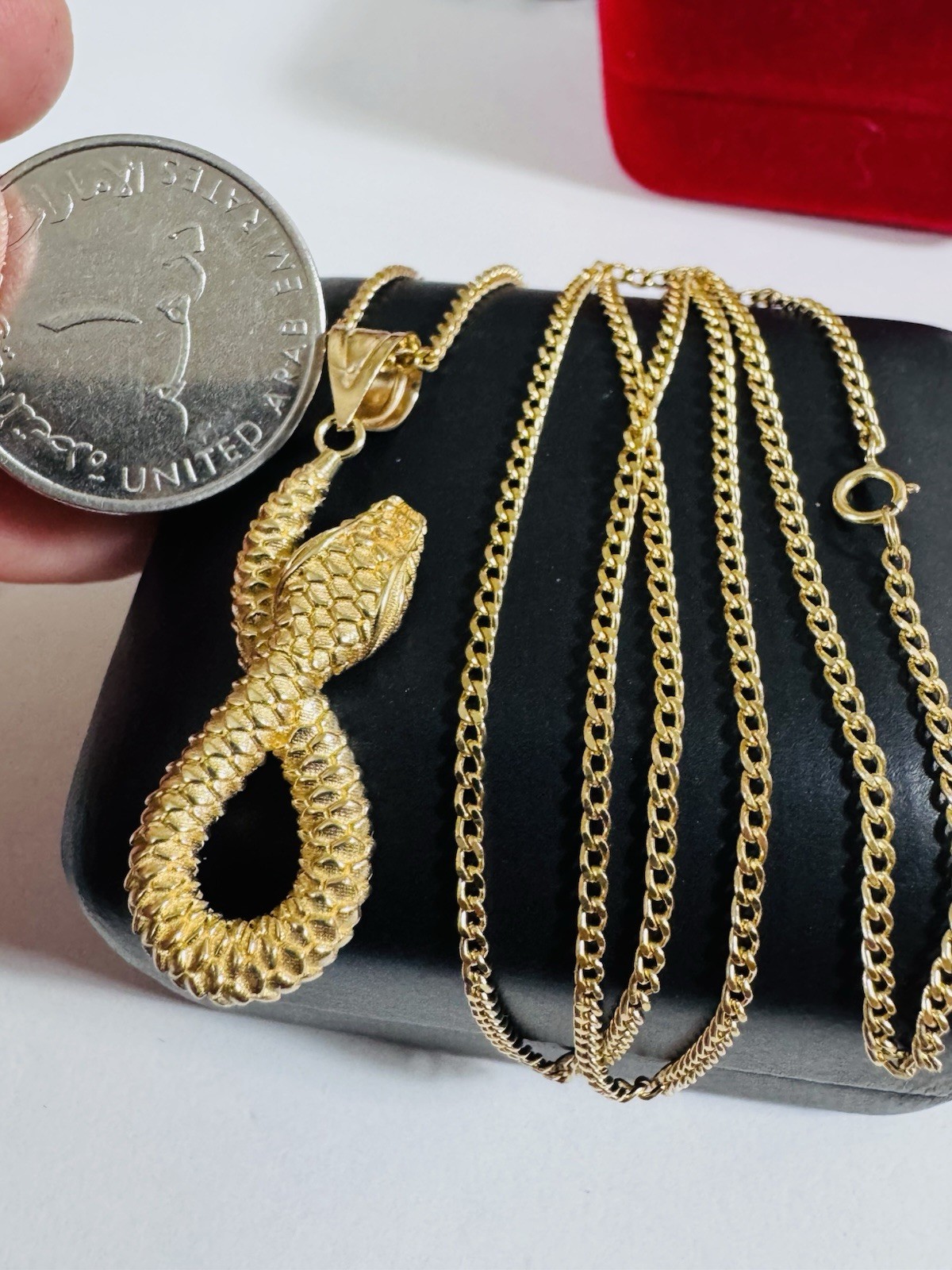 18K 750 Real Fine Mens Women’s Gold Snake Set Necklace 23.5/24” long 2.2mm 9.26g