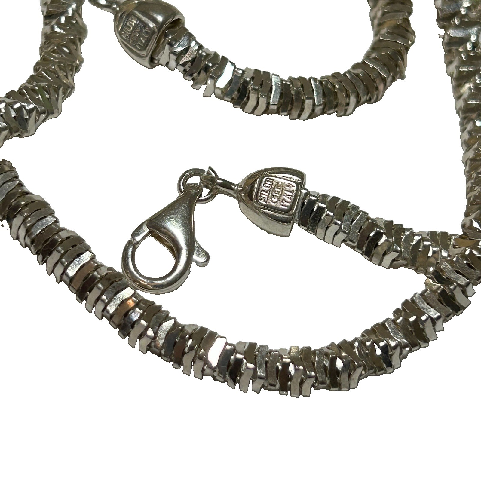 Milor Italy Necklace 23.5” Diamond Cut Margarita Chain Sparkle 38g Sterling 925