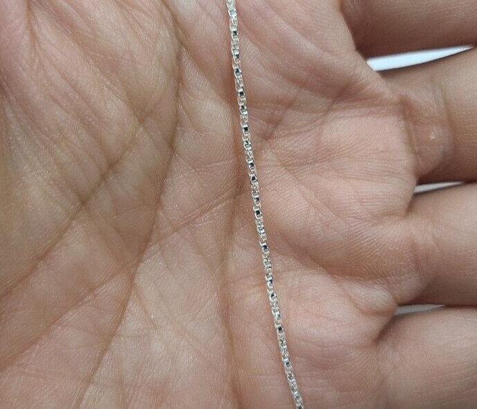 925 Sterling Silver Fine Thin Twisted Box Chain Bracelet Women 1mm 7″ to 30″