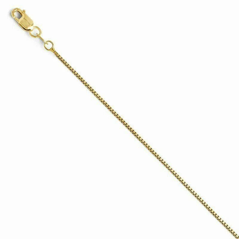 14K Solid Yellow Gold Box Necklace Real Gold Chain Lobster Clasp 0.6mm Italian
