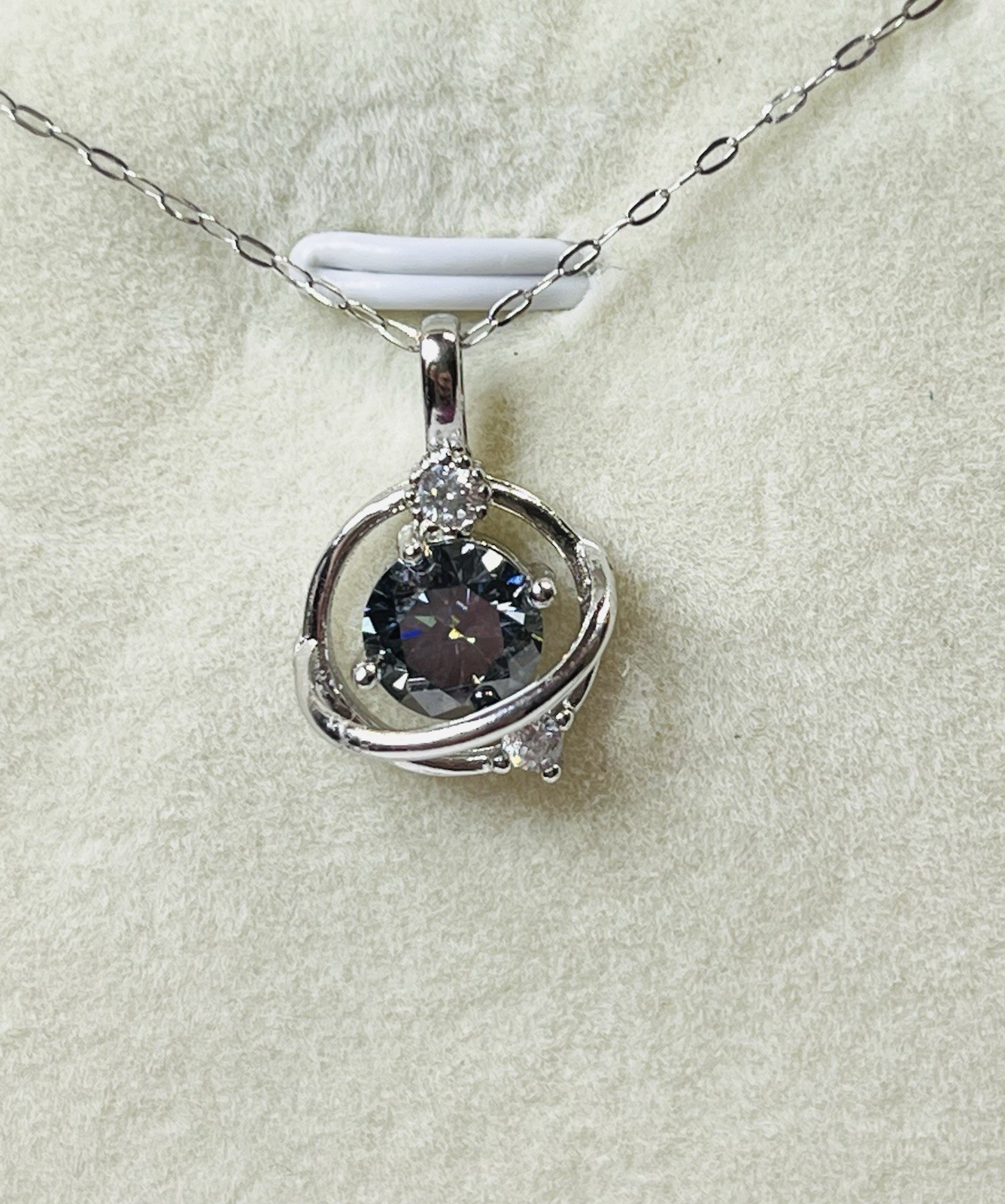 925 Sterling Silver 1 CTW VVS1 Black Moissanite Planet Pendant Necklace
