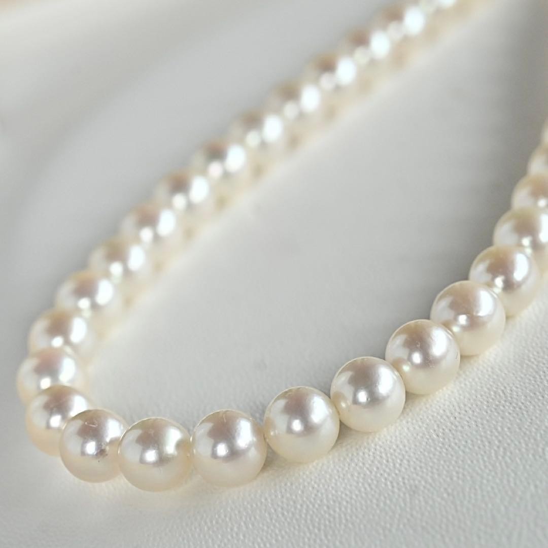 TASAKI Hanadama Grade Akoya Pearl Necklace 5.6-6.0mm 17.3in Silver Japan Boxed