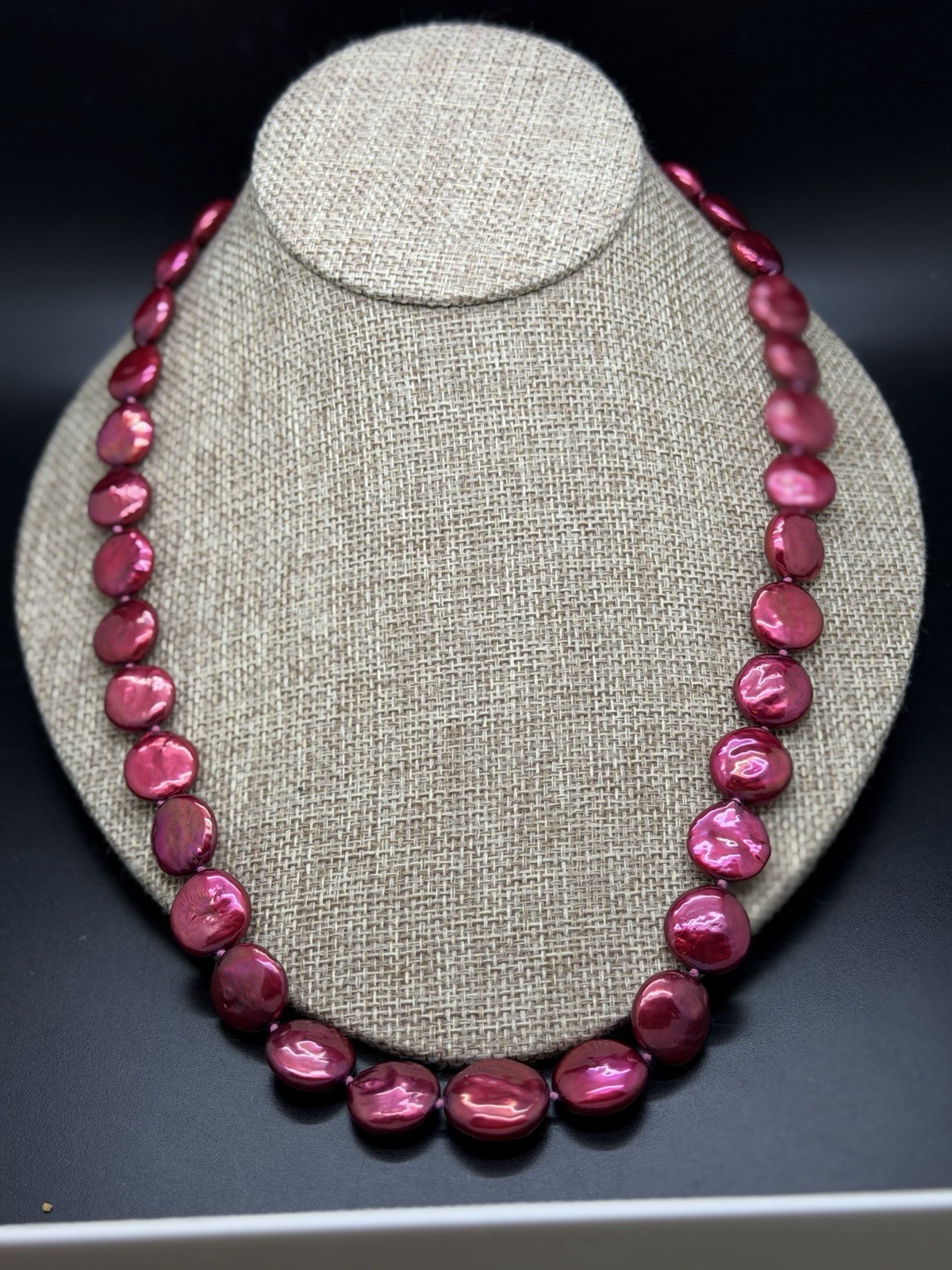 Honora CHERRY RED 14MM COIN PEARL 22″ NECKLACE NEW IN POUCH