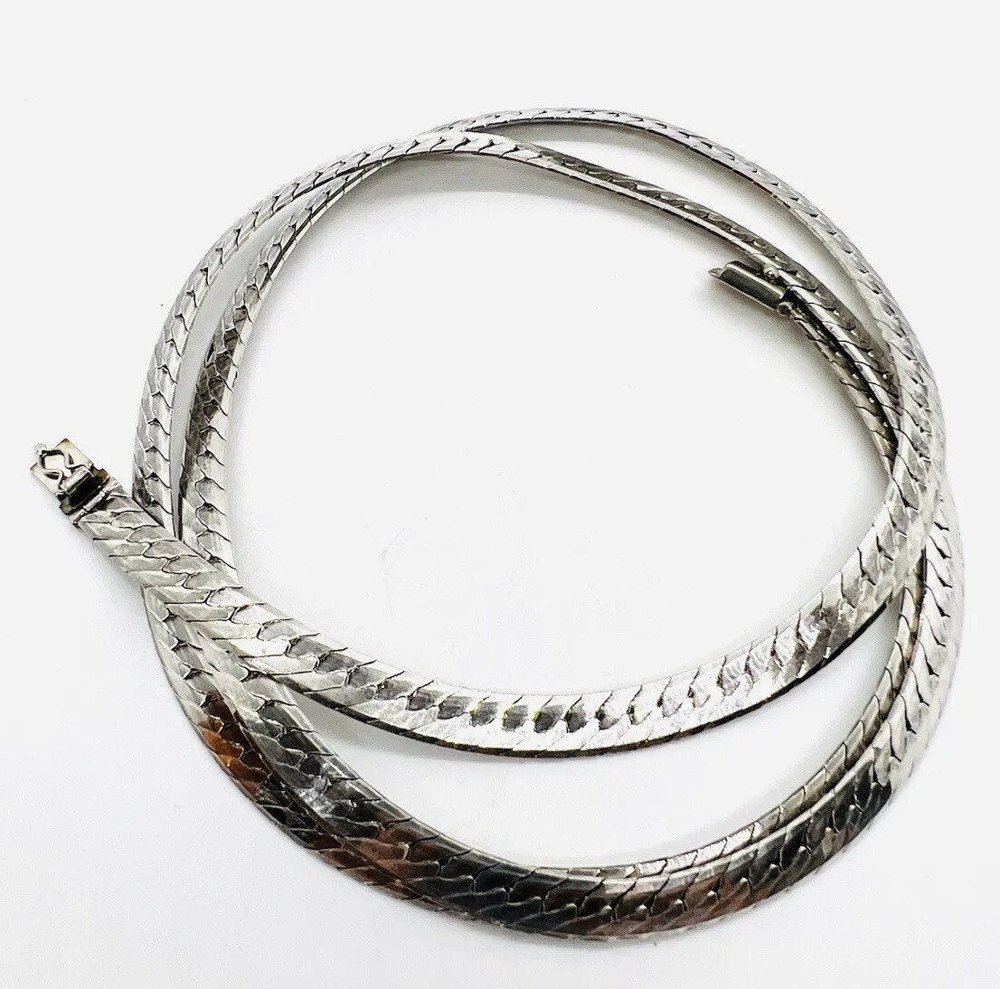 MILOR Sterling Silver Herringbone Chain Necklace 40gm 7mm 30in Vintage Jewelry