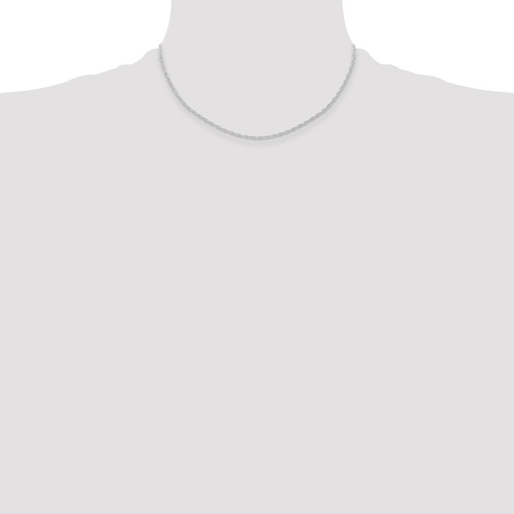 Real 14K White Gold 1.15mm Carded Cable Rope Chain; 16 inch; Women & Men