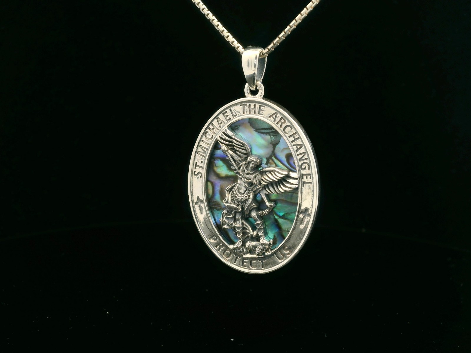 Sterling Silver Saint Michael Necklace on Abaline