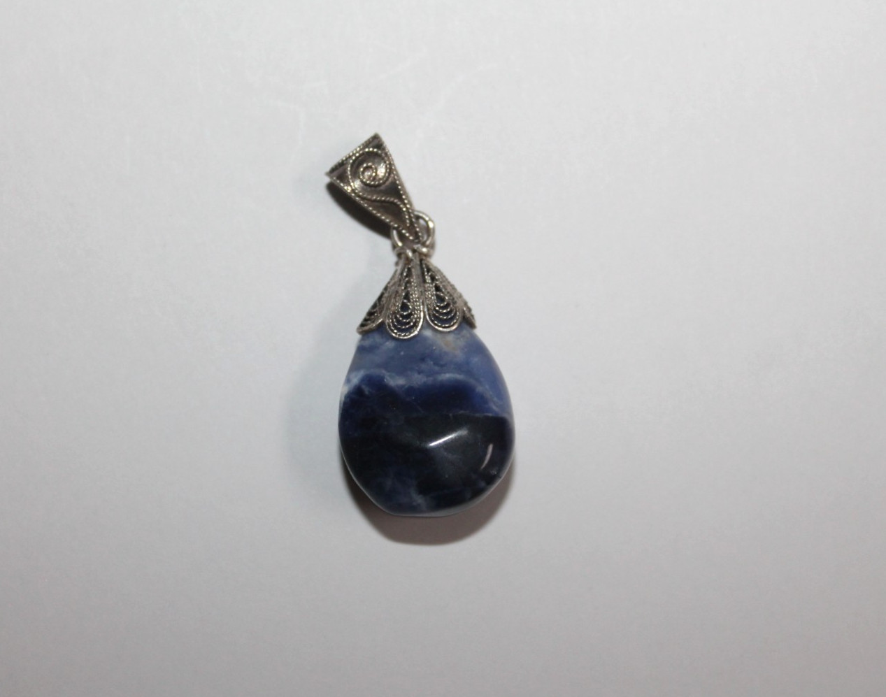 Sterling Silver Designer Chunky Sodalite Dangle Pendant [066GCM]