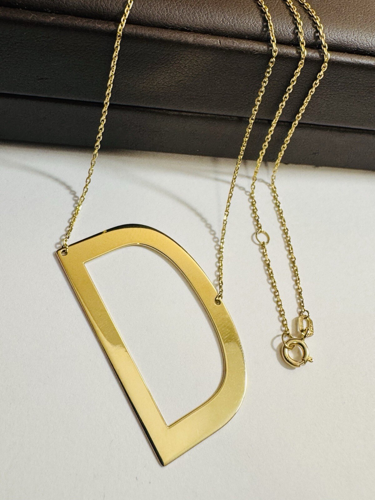 RARE 18K 750 Gold Letter D initial Necklace 16.5/17.5” Long 1mm 4.4g
