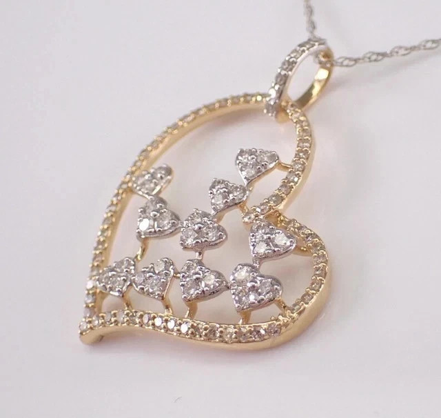 Real Moissanite 1.20Ct Round Cut Heart Pendant 14K Yellow Gold Plated Free Chain