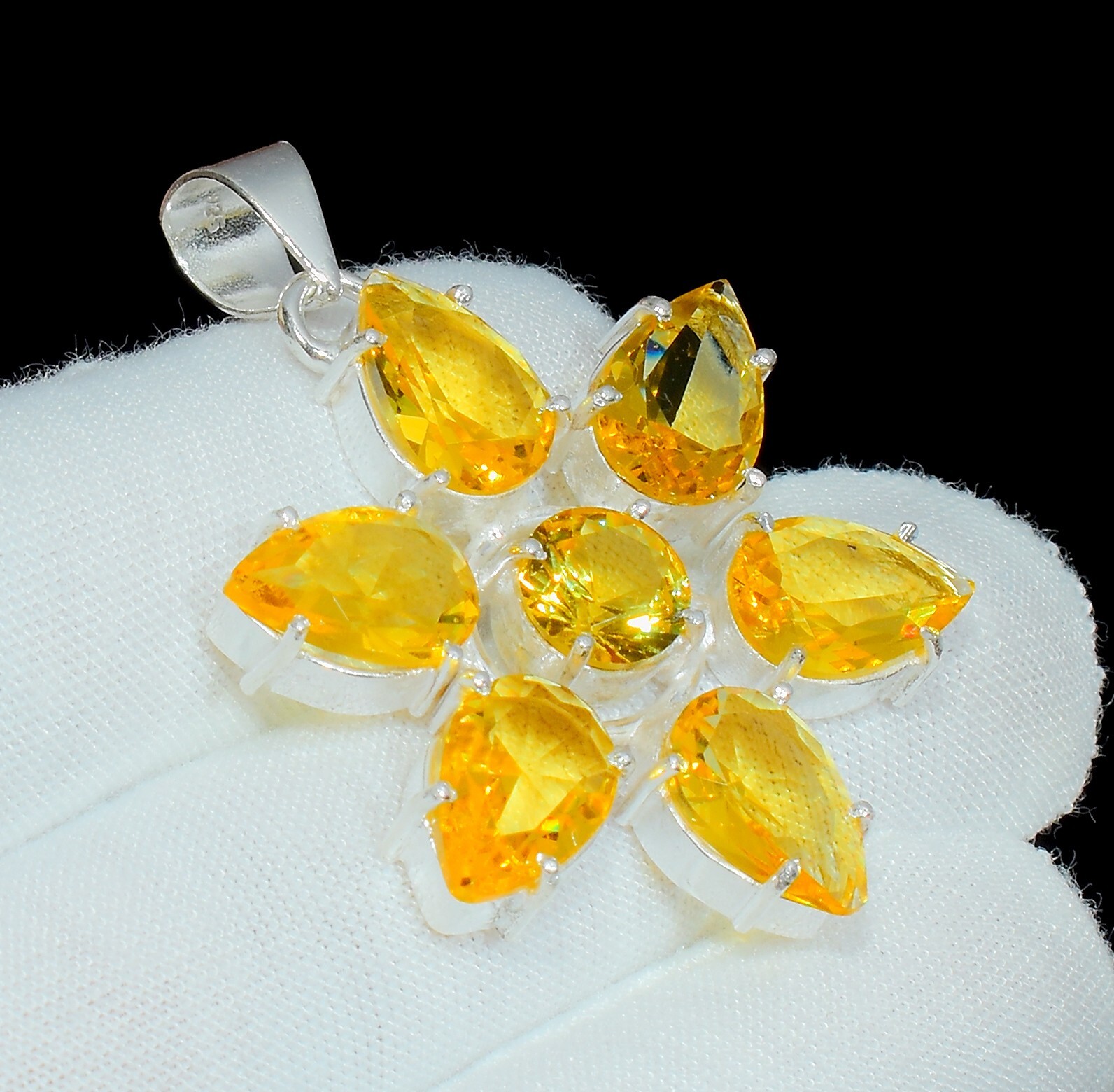 AAA+ Citrine Gemstone 925 Sterling Silver Jewelry Anniversary Handmade Pendant
