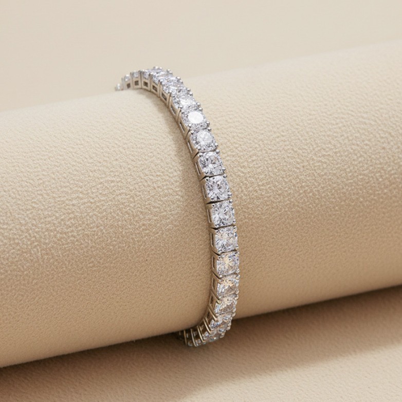 2-5mm Round Cut Moissanite Tennis Chain S925 Sterling Silver Necklace Bracelet