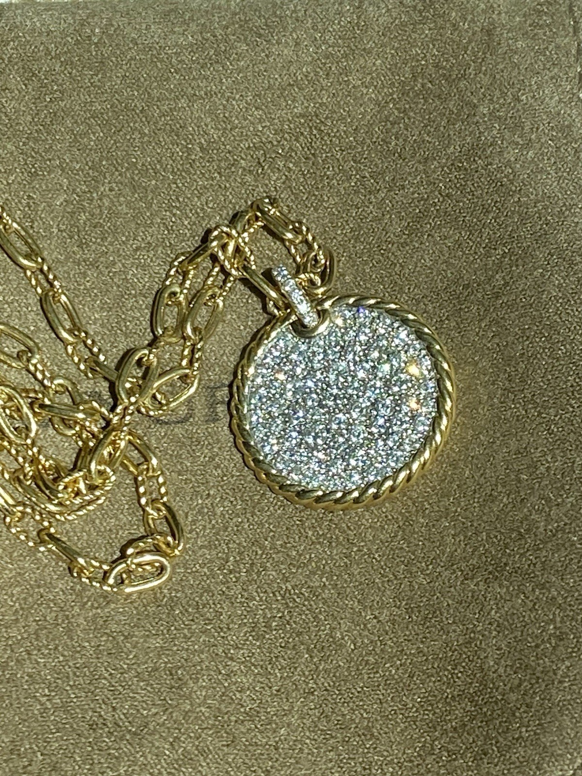 David Yurman 18K Gold Madison Diamond Plate Necklace 3mm 18” Excellent $10,400+