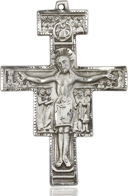 Sterling Silver San Damiano Crucifix Necklace 24″ Endless Chain Bliss for Male