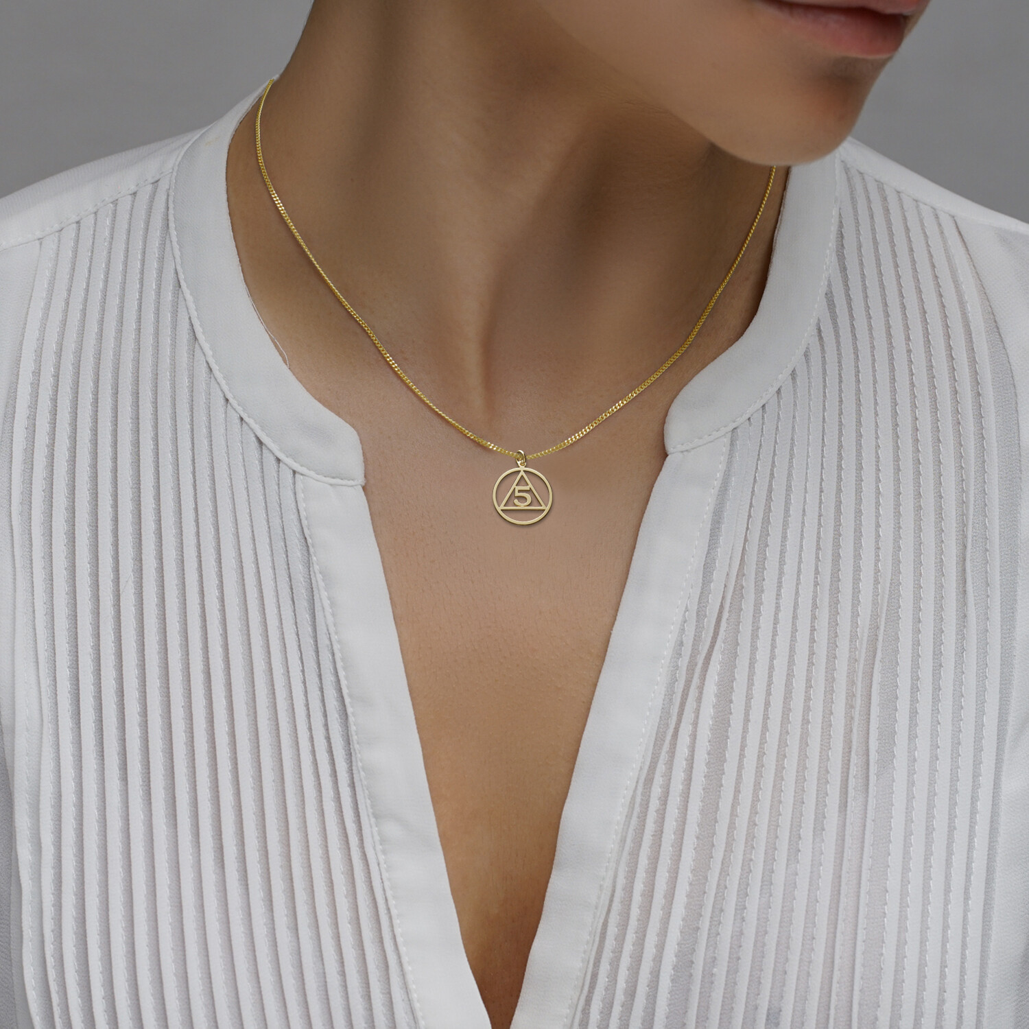 Gold Plated on Sterling Silver AA Sobriety Year Anniversary Affirmation Pendant