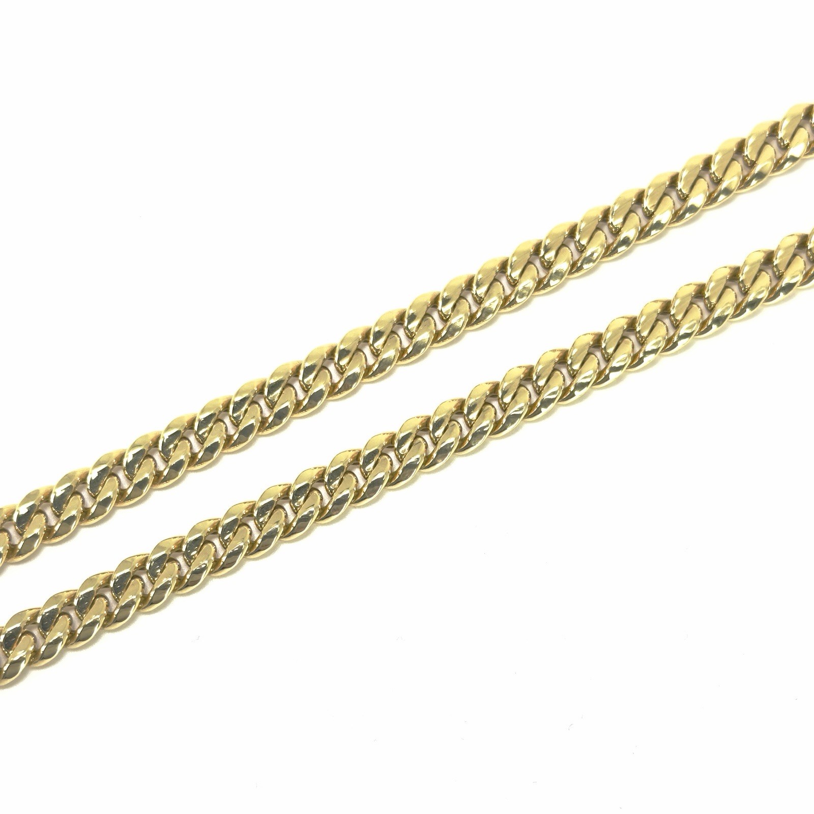 Real 14K Yellow Gold Cuban Link Chain 7.5mm 24 inch Mens Necklace Hollow