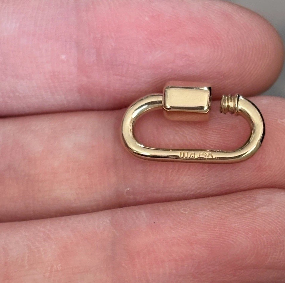 Authentic Marla Aaron 14k Yellow Gold Babylock Charm Holder Connector Carabiner